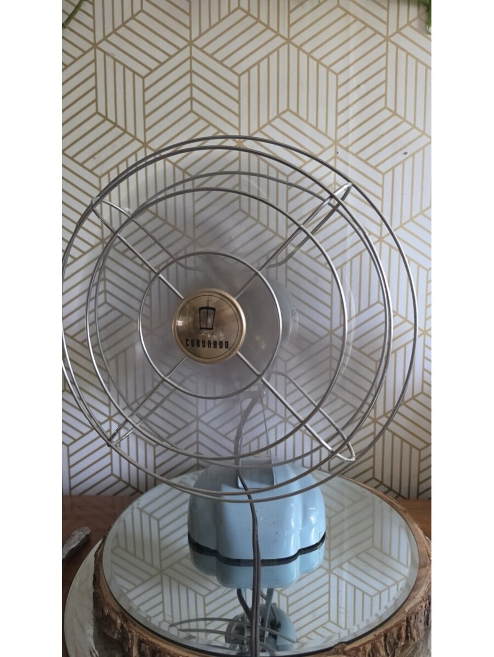 Vintage Blue Coronado Electric Oscillating Fan 12" Aluminum Blades Model 44-1004 - Picture 4 of 13